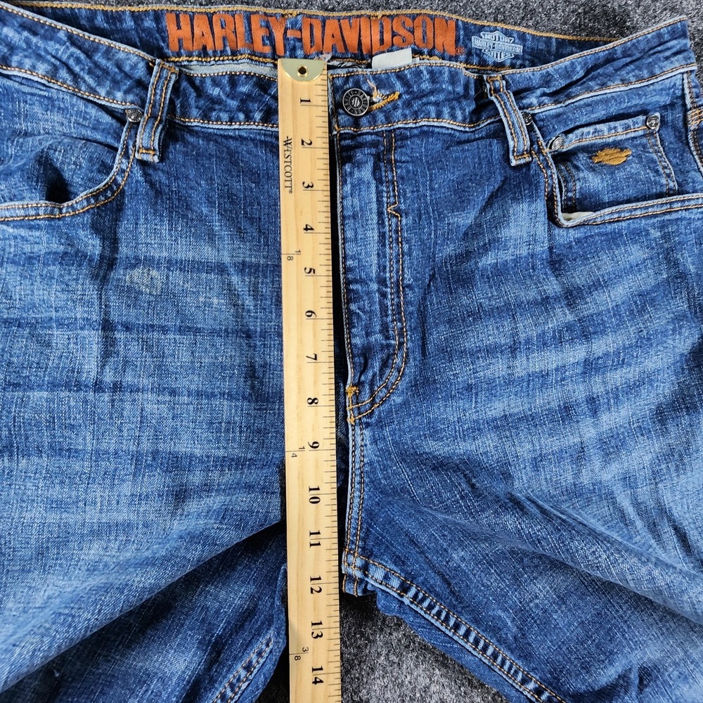 Harley Davidson Jeans Mens 38x30 Straight Leg Blue Denim Riding Motorcycles EUC - Picture 12 of 13